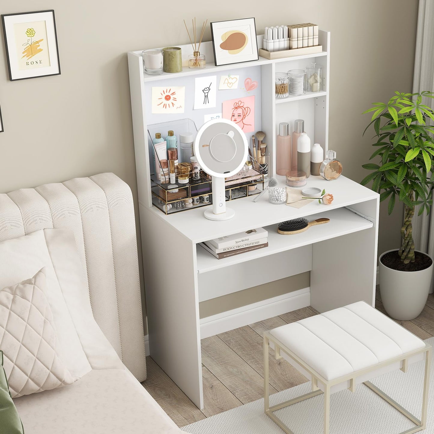 Tangkula Space Saving Laptop Desk with Magnetic Whiteboard