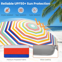 Tangkula 6.5 FT Beach Umbrella for Sand with Tilt Adjustment