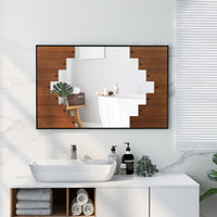 Miroir mural rectangulaire décoratif Tangkula, grand miroir mural de 37,5" x 26,5" avec cadre en forme de touches de piano, crochet bidirectionnel
