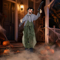 Tangkula Halloween Animated Standing Zombie Holding Knife with Glowing Eyes
