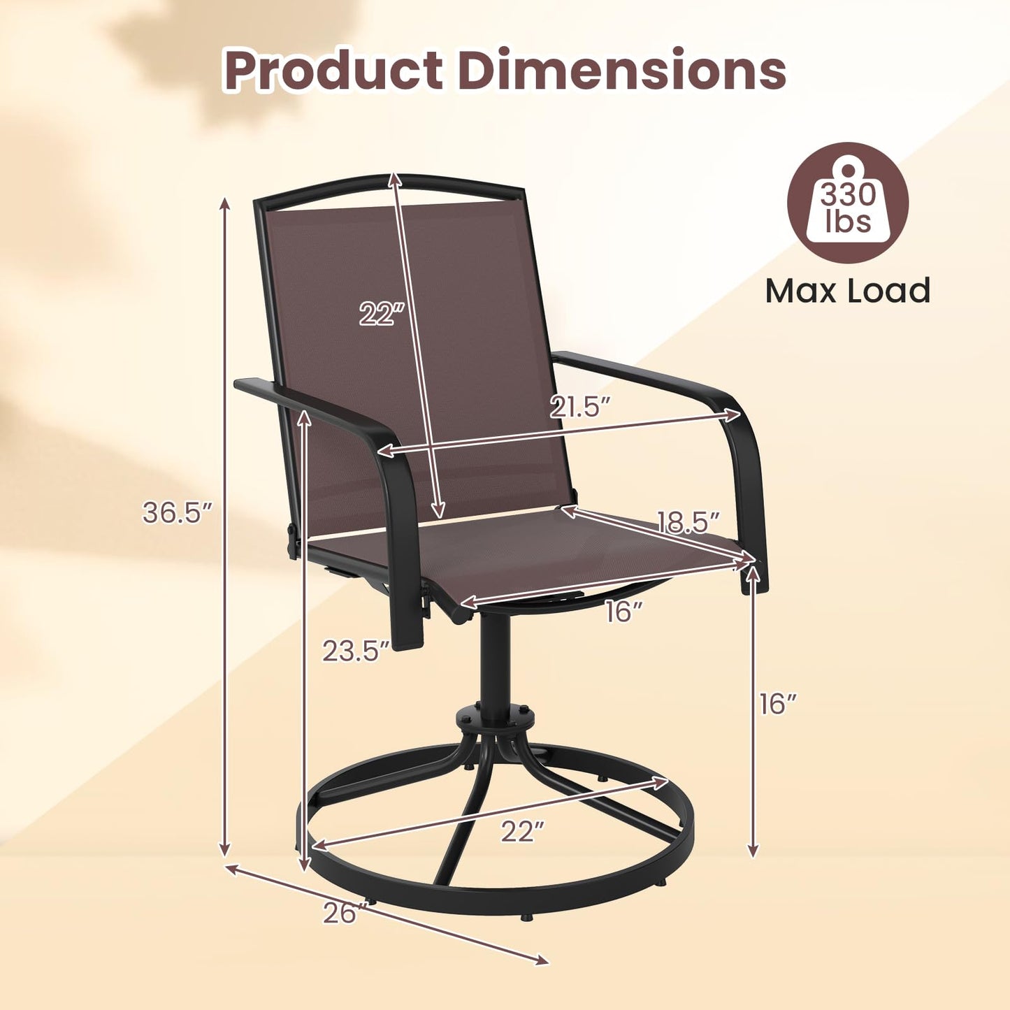 Tangkula Outdoor Swivel Chairs Set with High Back