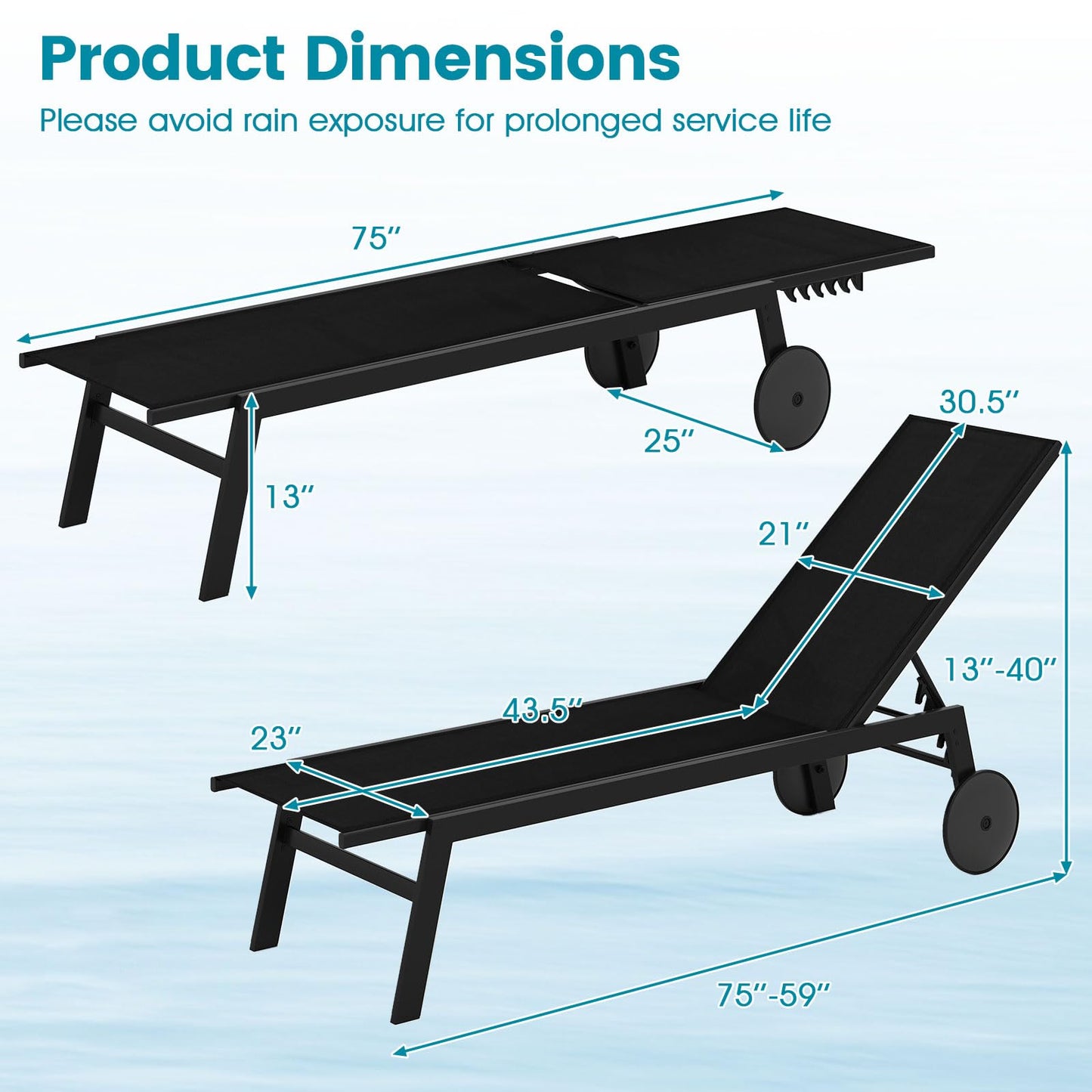 Tangkula Lounge Chair Outdoor with Wheels(1/2)