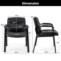 Tangkula Waiting Room Chairs, Upholstered PU Leather Conference Room Chairs with Padded Armrests, Black