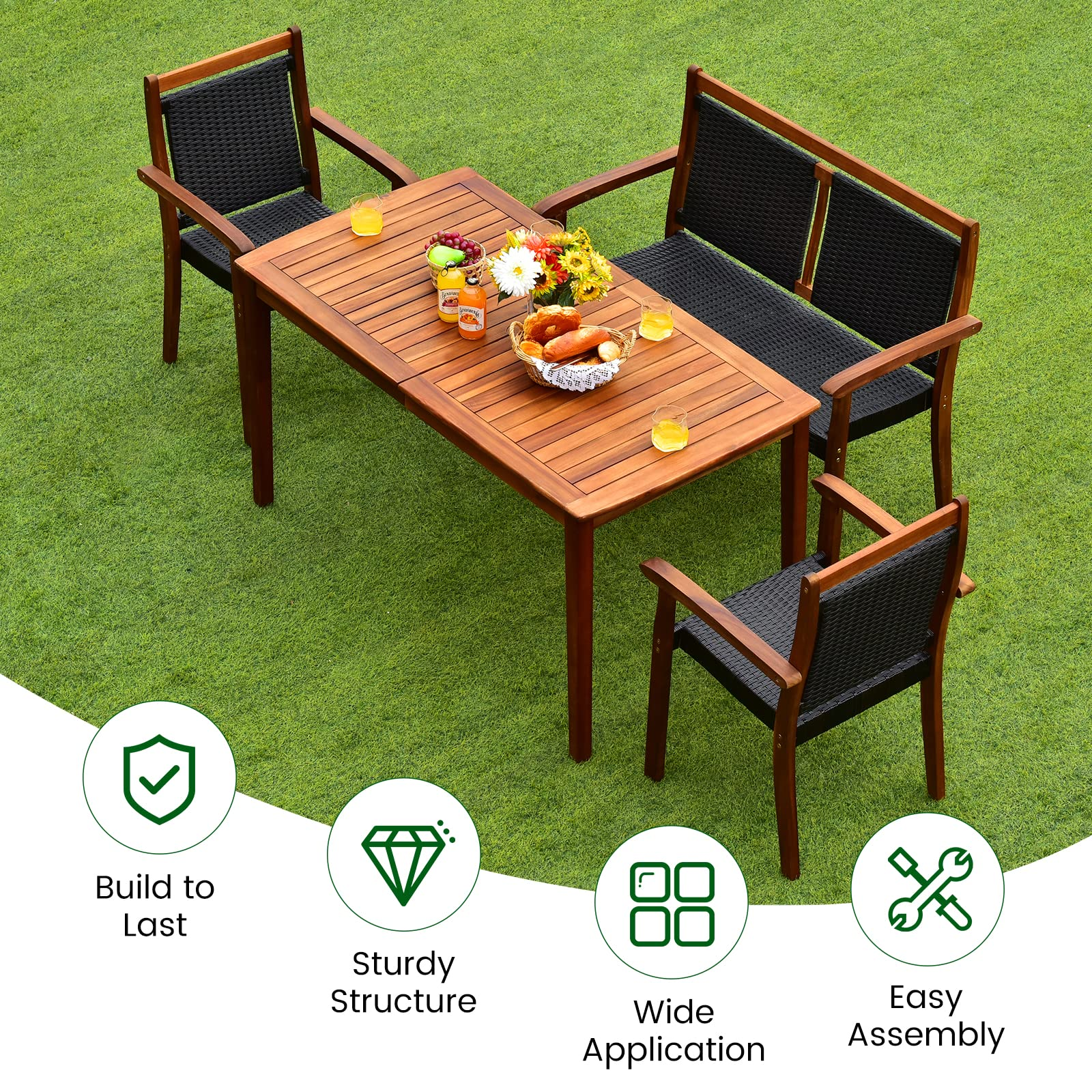 4 Pieces Patio Dining Set - Tangkula