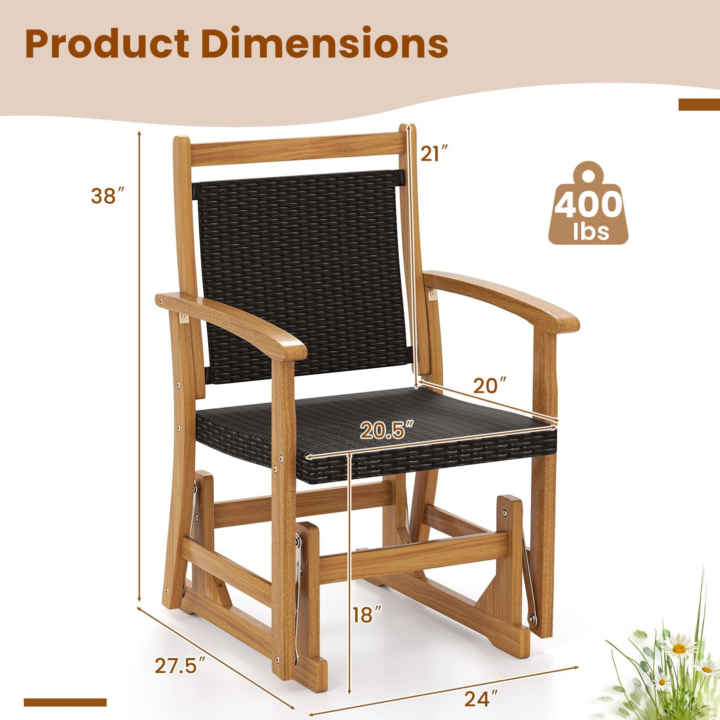 Tangkula Patio Rattan Glider Chair(1/2)
