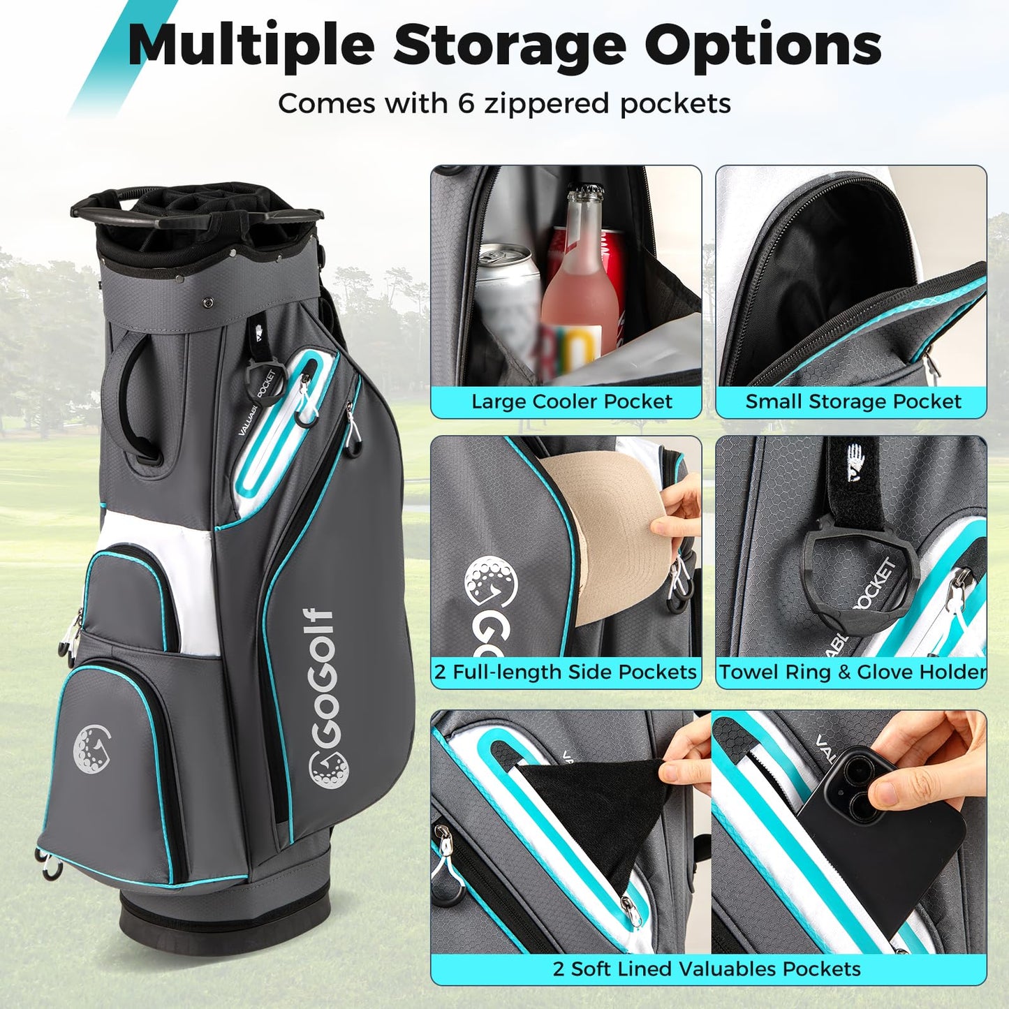 Tangkula Golf Cart Bag Lightweight Golf Bag with 14-Way Divider Top