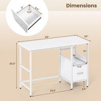 Tangkula White Desk with Storage Drawer & Shelf
