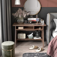 Tangkula Mid Century Writing Desk with Storage Cubes & Hidden Compartment
