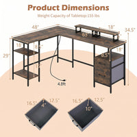 Tangkula 63" Reversible L Shaped Desk