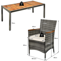 Tangkula Ensemble de salle à manger de patio 9 pièces, mobilier d'extérieur en bois d'acacia et rotin