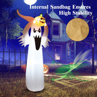 Tangkula 6Ft Halloween Inflatable Terrible Ghost w/Pumpkin