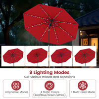 Tangkula 10 FT Solar Patio Umbrella with 96 Multi Colored Flowing LED Lights