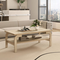 Tangkula 2 Tier Coffee Table with Large Tabletop for Living Room