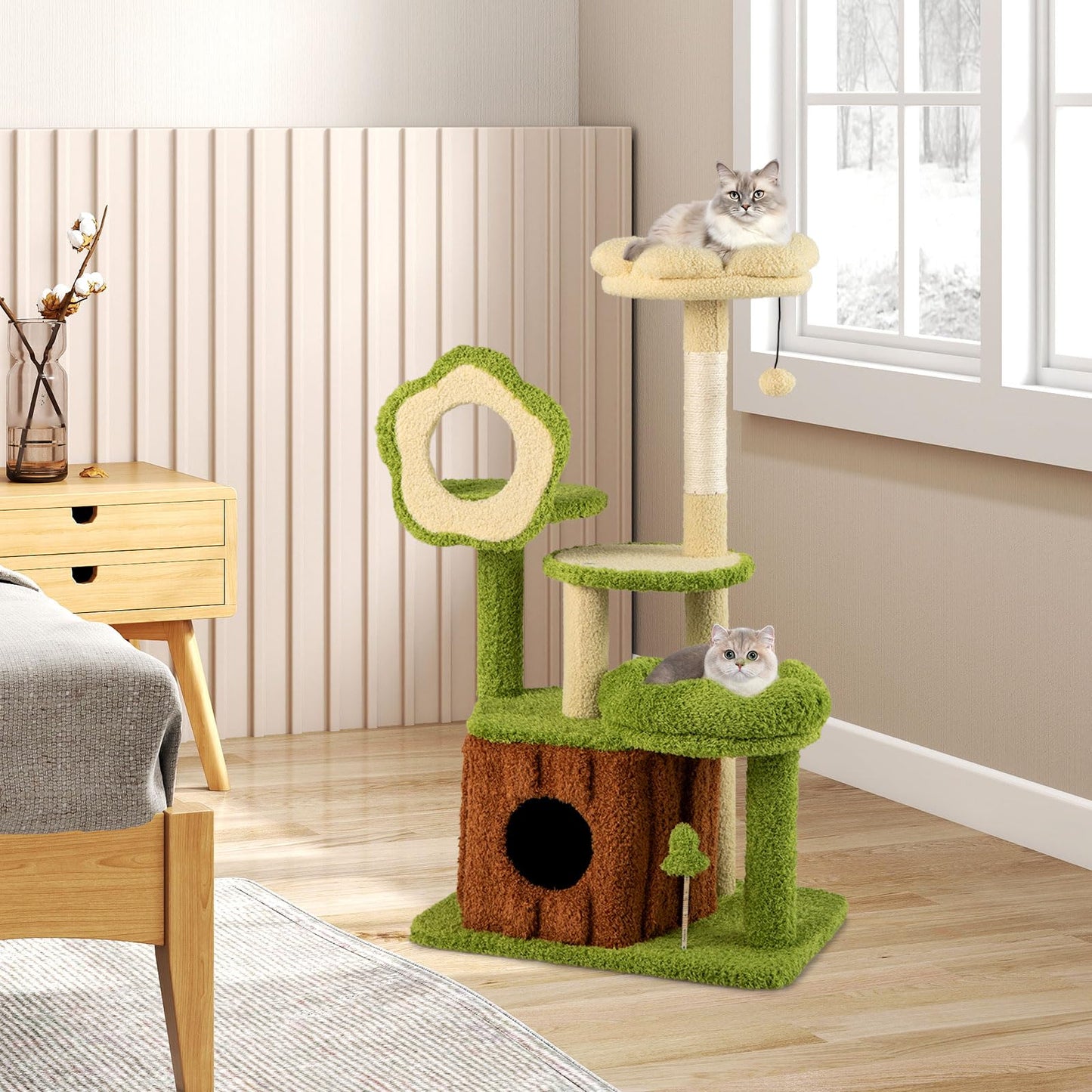 Tangkula 40 Inch Multi-Level Aesthetic Cat Tower with Sisal Scratching Posts