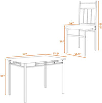 Tangkula 5 Piece Kitchen Dining Table Set(Grey), Kitchen Table and Chairs Set with Metal Frame & Padded Seat