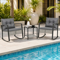 Tangkula 3-Piece Outdoor Rocking Chair Set for Garden