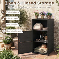 Tangkula Rattan Outdoor Storage Cabinet with 3 Storage Shelves