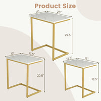 Tangkula Nesting Table Set of 3 Rectangle Stacking Side End Table with Wood Top & Metal Legs