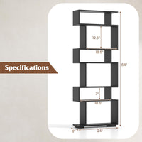 Tangkula 6 Tier S Shaped Bookshelf for Study