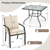 Tangkula Metal Outdoor Dining Chair Set of 2