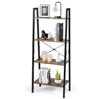 TANGKULA Industrial Ladder Shelf with Metal Frame