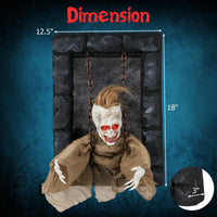 Tangkula Halloween Hanging Animated Zombie Prisoner Decoration Sound-Activated