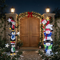 Tangkula 6 FT Lighted Christmas 3 Stacked Penguins