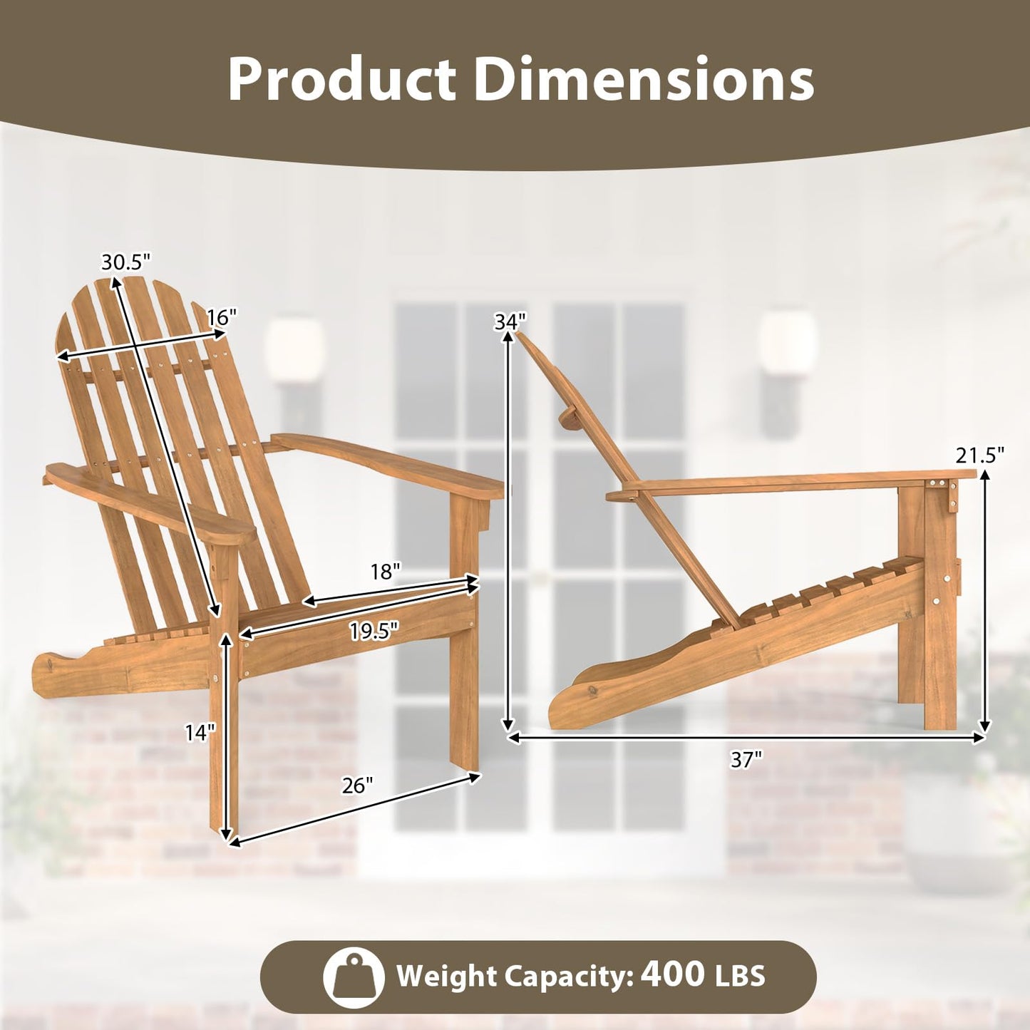 Tangkula Outdoor Adirondack Chair(1/2/4)