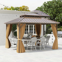 TANGKULA 12 X 10 FT Hardtop Gazebo w/Netting, Curtain
