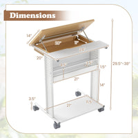 Tangkula Rolling Computer Desk Cart with Tilting Tabletop for Living Room Bedroom
