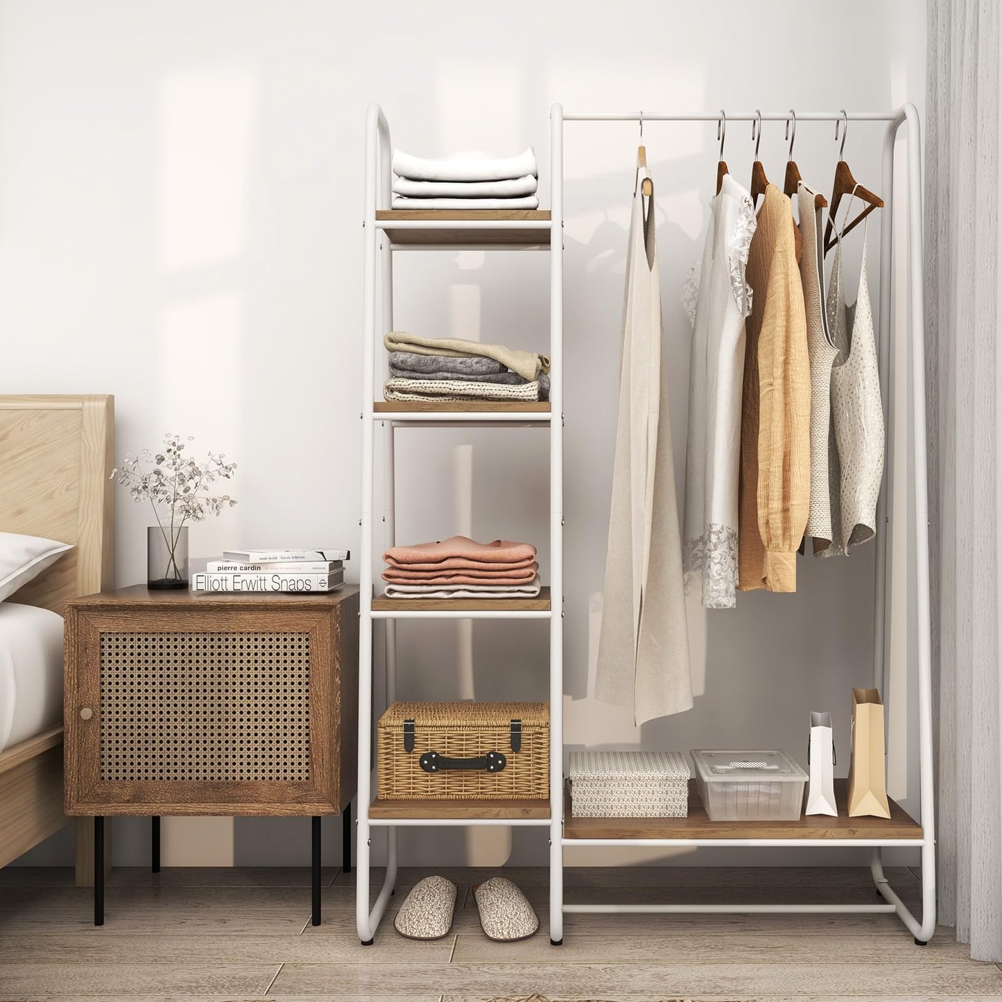 Tangkula Garment Rack with Shelves for Bedroom Entryway