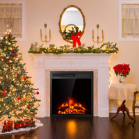 Tangkula Electric Fireplace Insert, Freestanding & Recessed Electric Fireplace Heater with Remote Control