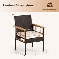Lot de 2/4 chaises de salle à manger Tangkula en bois d'acacia et osier pour terrasse