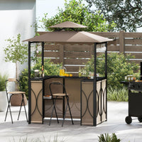 Tangkula 3 Piece Patio Bar Set with Awning for Patio Poolside Garden Backyard