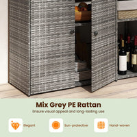 Tangkula Rattan Outdoor Storage Cabinet with 2 Adjustable Shelves