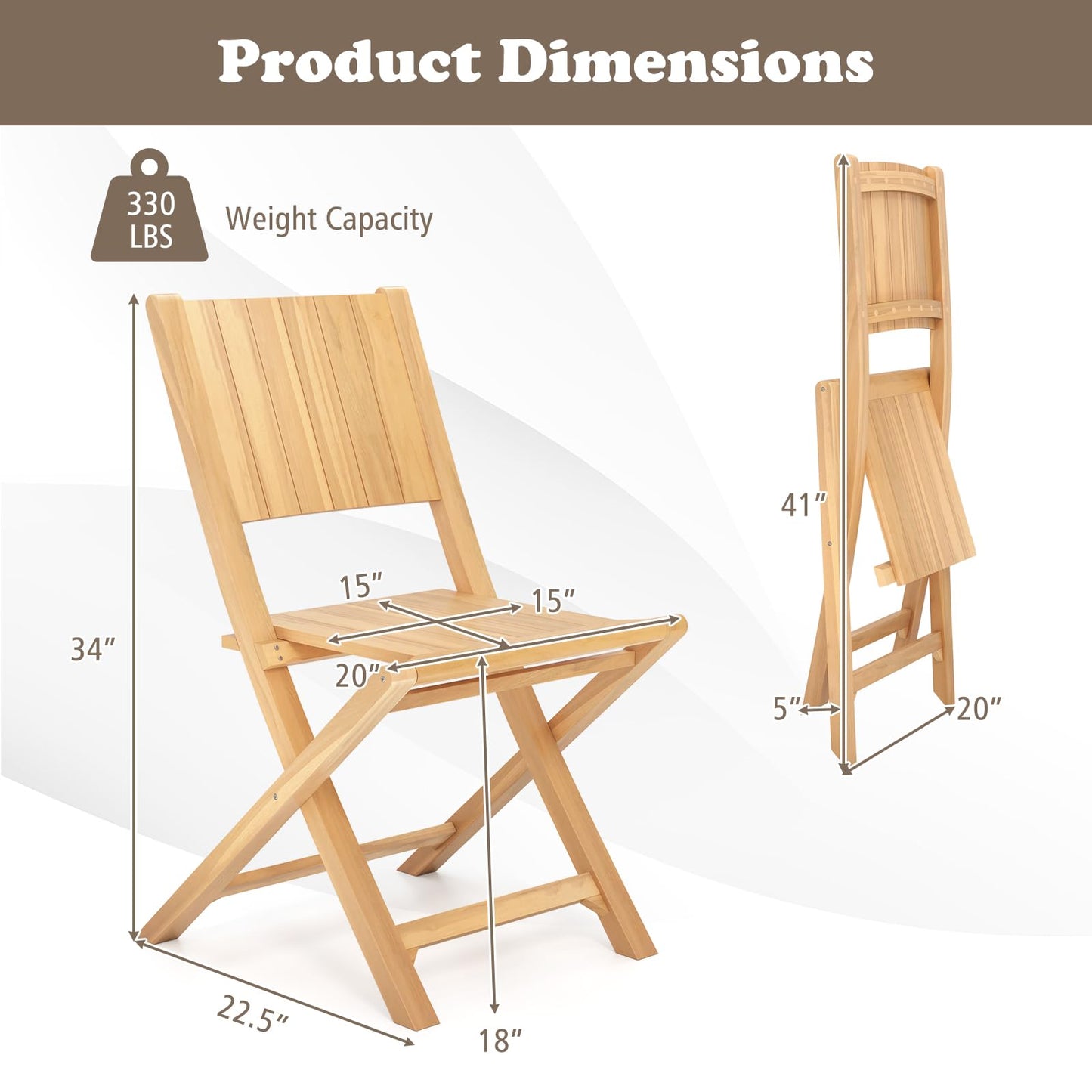 Tangkula 2/4 Pieces Folding Patio Chairs（slat back）