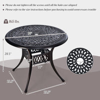 Tangkula 36 Inch Outdoor Dining Table with Umbrella Hole, Weather-Resistant