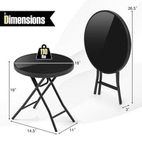 Table d'appoint pliante ronde Tangkula avec plateau en verre trempé et cadre en métal