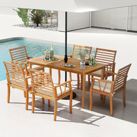 Ensemble table et chaises rembourrées d'extérieur Tangkula avec trou pour parasol de 5 cm