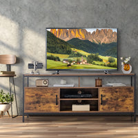 Tangkula TV Stand for TVs up to 65"- 58"TV Console Table w/Side Cabinets & Adjustable Shelf