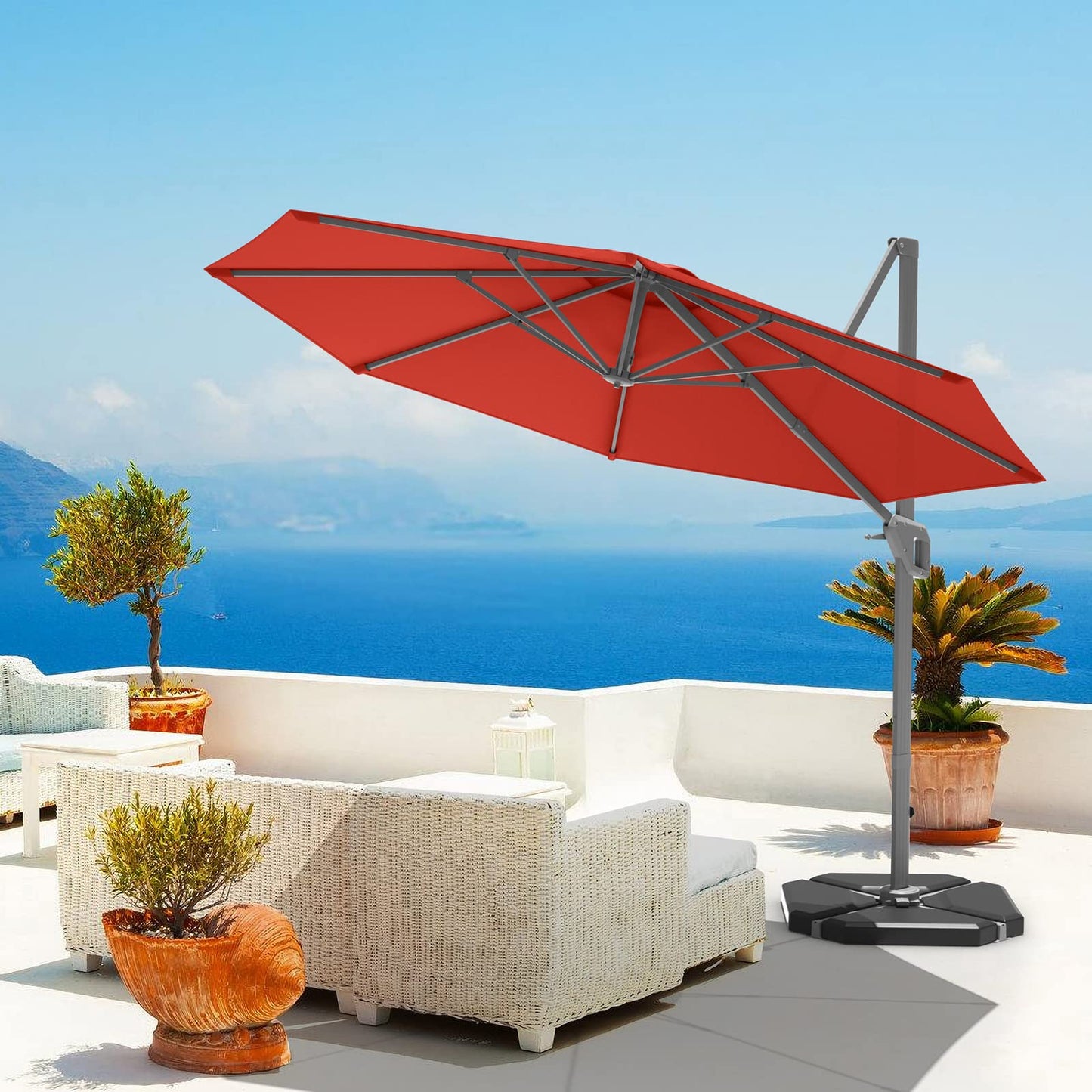 Tangkula 11 Ft Patio Cantilever Umbrella for Backyard Deck Poolside