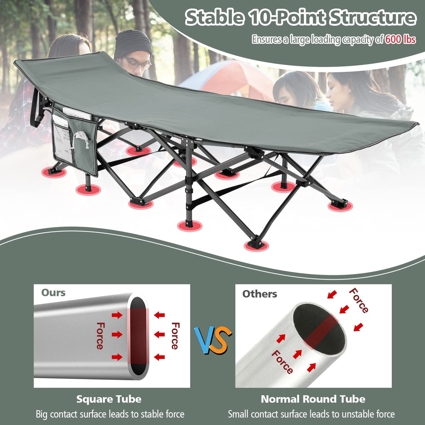 Tangkula Foldable Camping Cot, Portable Sleeping Cot with Carrying Bag