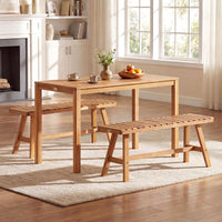 Tangkula 3 Pieces Acacia Wood Patio Dining Set