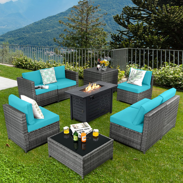 9 Pieces Patio Rattan Furniture Set - Tangkula