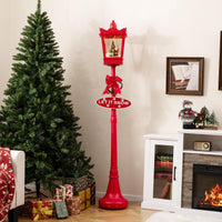 Tangkula 8 Ft Musical Christmas Street Light with Snow & Santa Scene
