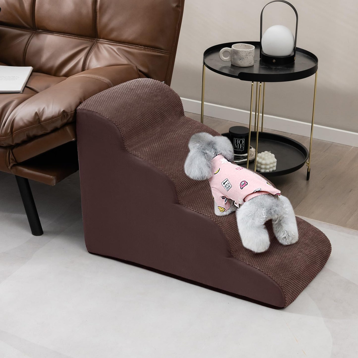 Tangkula Foam Dog Stairs for High Beds, Extra Wide & Deep Pet Ramp
