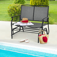 2-Person Patio Swing Glider Bench, Outdoor Rocker Glider Loveseat Chair