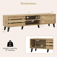 Tangkula Mid Century Modern TV Stand with Sliding Doors for 65” TVs