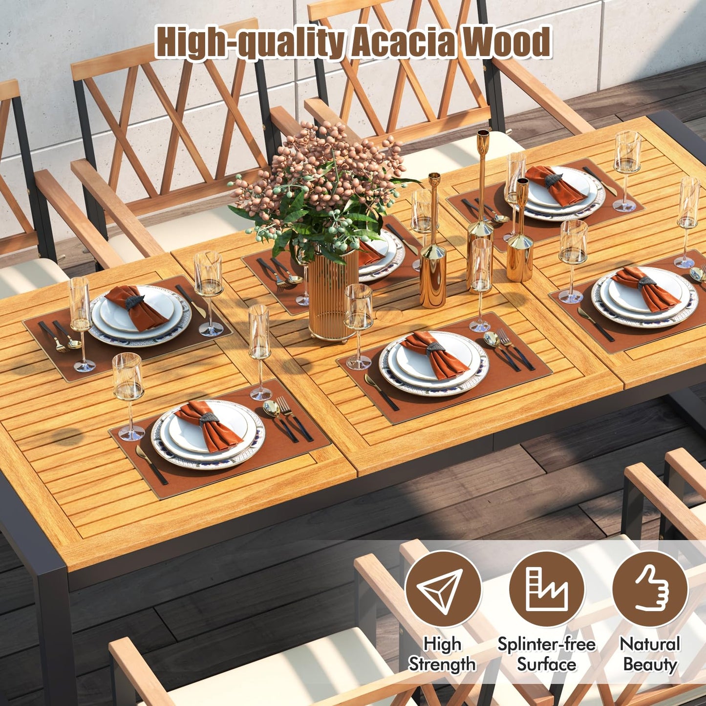 Tangkula 9 Pieces Patio Dining Set（Natural & Black）