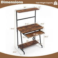Chariot de bureau roulant Tangkula avec plateau de clavier